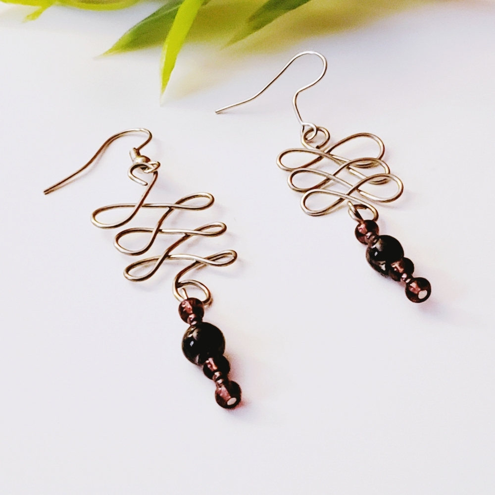 Unique Silver Celtic & Ruby Zig Zag Earrings - image 5